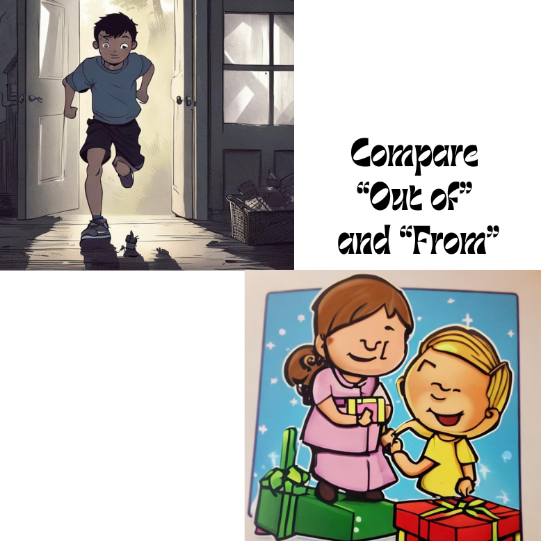 Prepositions "Out of" and "From" to compare