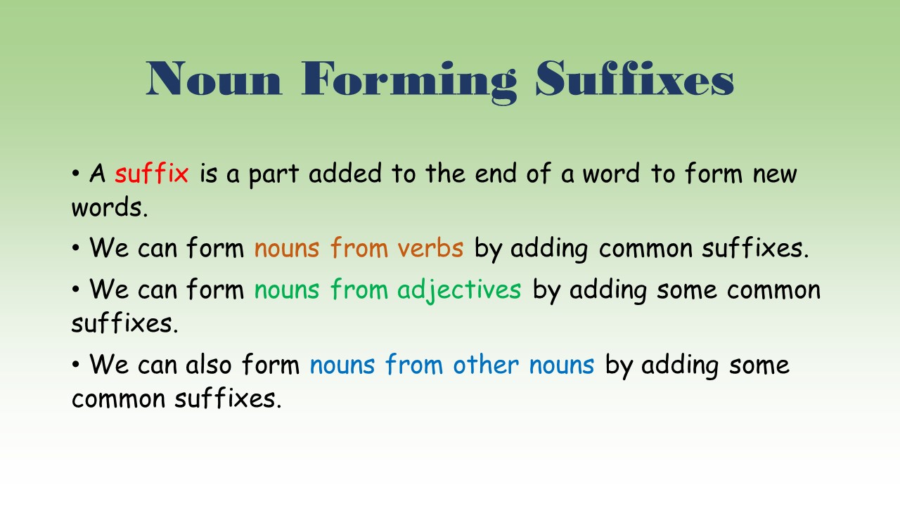 Noun forming suffixes