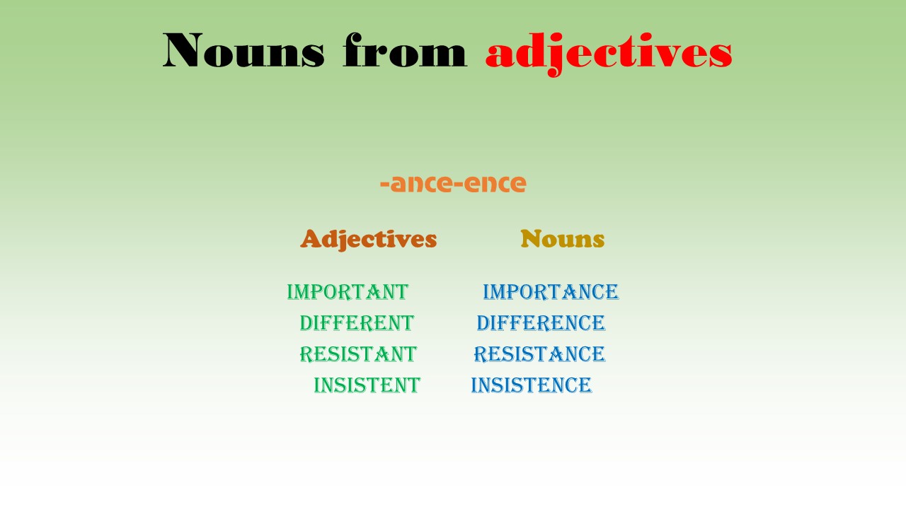 Nouns from adjectives /suffixes:ness-dom/